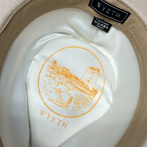 Free People X Wyeth Baldwin Beige Wide-Brim Hat with Blue Accent